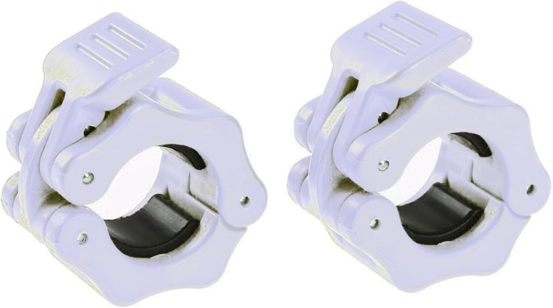 GW Tech Barbell Clamps 1 inch, Exercise Collars 1"(25mm) Quick Release Pair of Locking Collar Clips for Workout Weightlifting Fitness Training (White) - Image 1