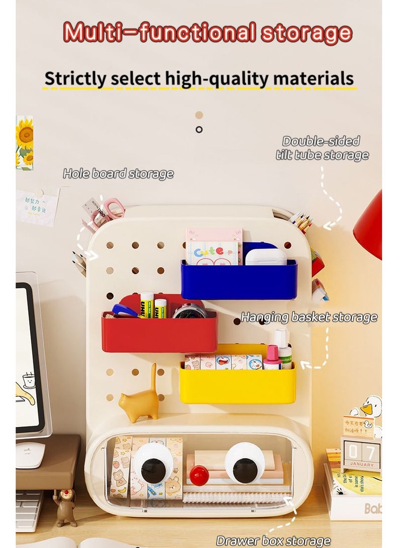 Multi-functional desktop Hole-hole board storage box,Hook Drawer Type Hole Board Small Card Stand Display Desktop Storage Box ,Desk Stationery Organization Bathroom storage Cosmetics storage hallway storage - Image 1