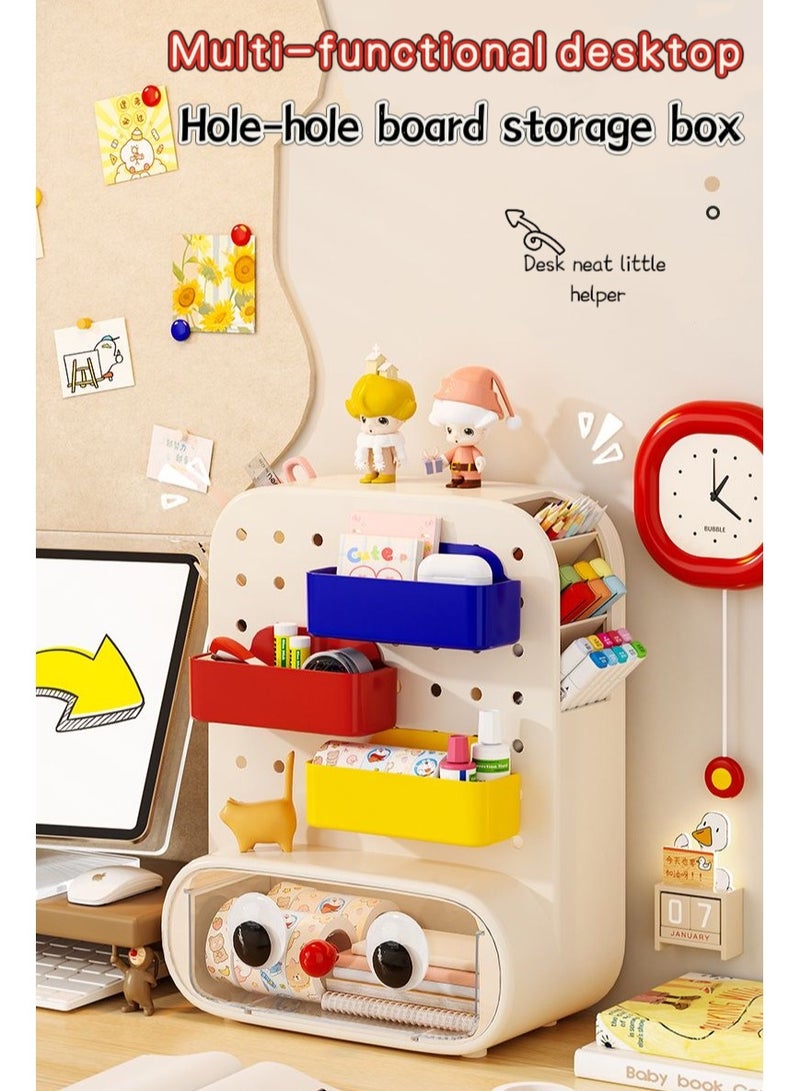 Multi-functional desktop Hole-hole board storage box,Hook Drawer Type Hole Board Small Card Stand Display Desktop Storage Box ,Desk Stationery Organization Bathroom storage Cosmetics storage hallway storage - Image 2