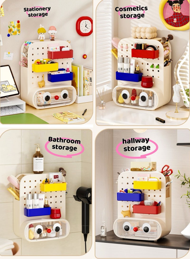 Multi-functional desktop Hole-hole board storage box,Hook Drawer Type Hole Board Small Card Stand Display Desktop Storage Box ,Desk Stationery Organization Bathroom storage Cosmetics storage hallway storage - Image 3