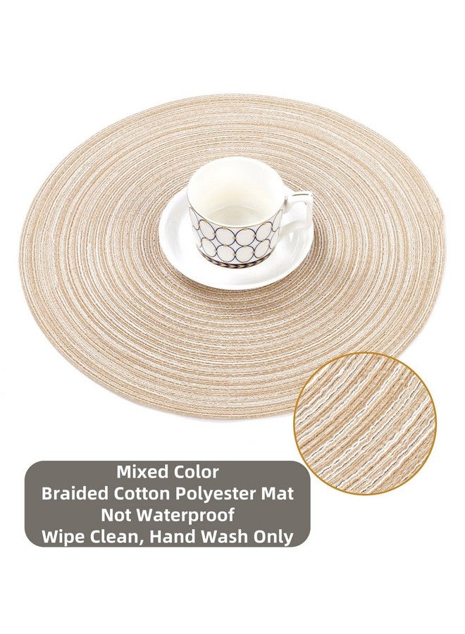 SHACOS Round Braided Placemats Set of 8 Cotton Fabric Round Table Mats Non Slip Washable 15 inch Round Place Mats (Beige, 8) - Image 3