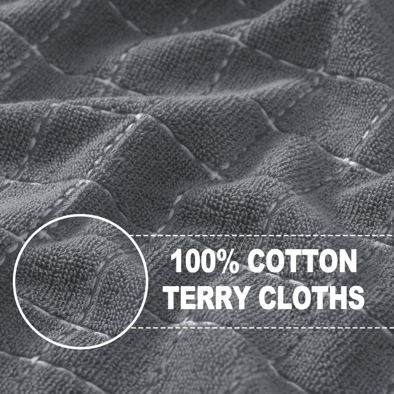 Homaxy 100% Cotton Terry Kitchen Towels(Grey, 13 x 28 inches), Checkered Designed, Soft and Super Absorbent Dish Towels, 4 Pack - Image 2