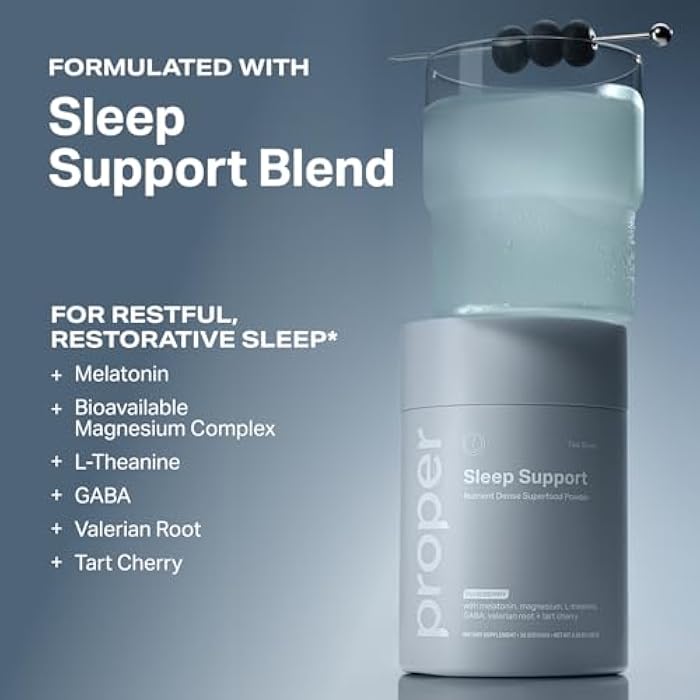 Proper, The Blues Sleep Aid – Nutrient-Dense Superfood Powder with + Melatonin, Magnesium, L-Theanine, GABA, Valerian Root & Tart Cherry – Calm Supplement for Nighttime Relaxation & Sleeping - Image 5