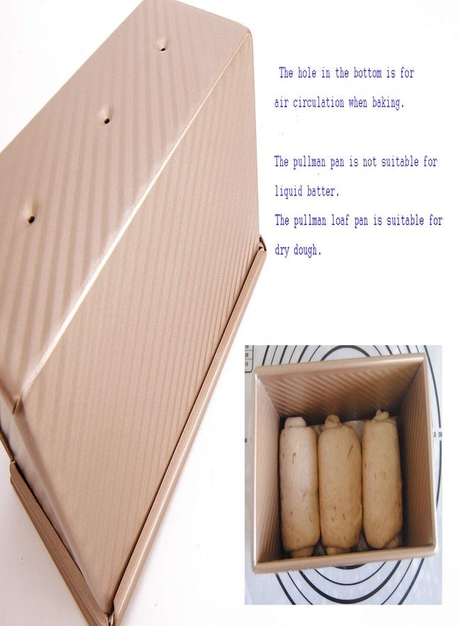 monfish Pullman Loaf Pan w Cover Bread Toast Mold corrugated loaf Pan w lid 1lb dough Alluminumed Steel Non Stick Gold (8.5X4.75X4.375INCH) - Image 5