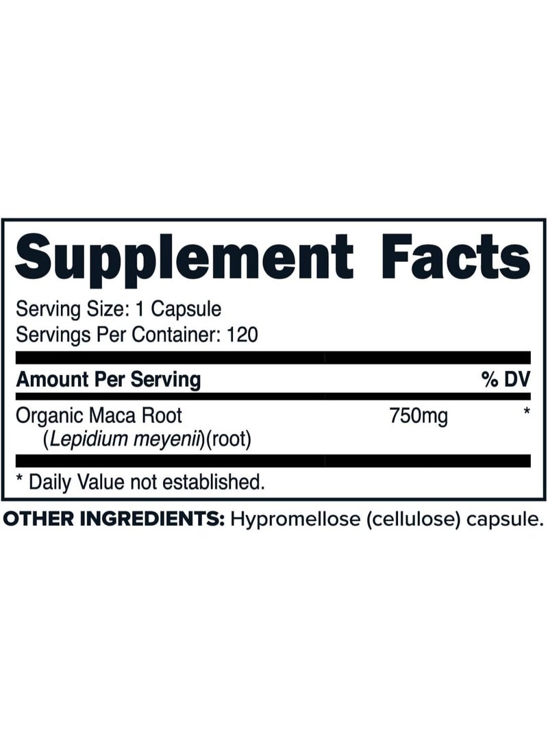 Primaforce Organic Maca Root Capsules 750 MG, 120 CAPS - Image 2