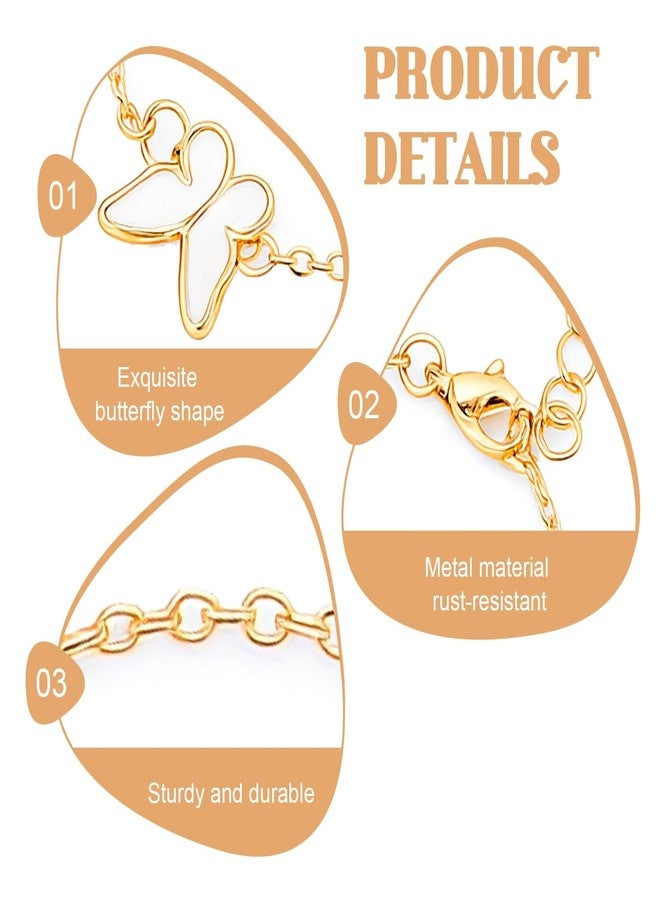 TARINI 4Piece White Butterfly Jewelry Set - Elegant Gold-Plated Necklace, 1 Pair Earrings, Bracelet, Adjustable Ring, Luxe Bridal Wedding Party Prom Accessories Gift for Women Her Birthday Anniversary Valentine's Day - Image 3