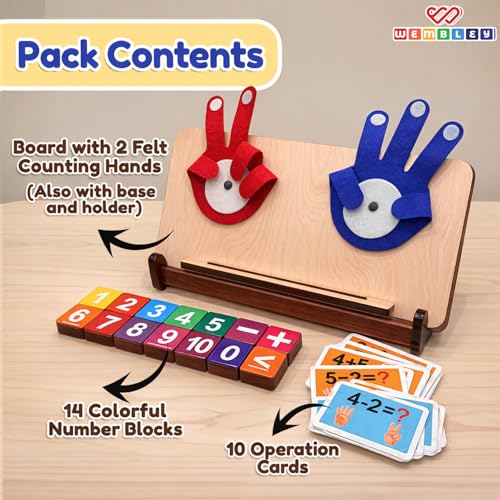 Wembley Educational Math Learning Toy for Kids 3-5 Years | Montessori Toys with Foldable Finger Counting Hands | Number Blocks Counting Game | Learn Addition & Subtraction | Gift for Boys & Girls - Image 3