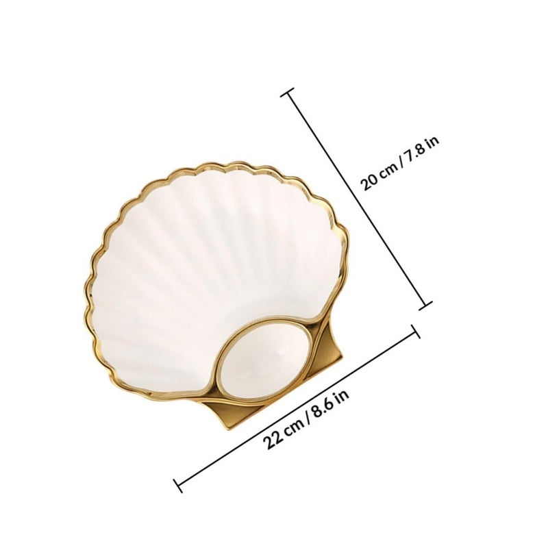 White Ceramic Dumpling Plate with Vinegar Bowl for Sushi Dipping - Image 3