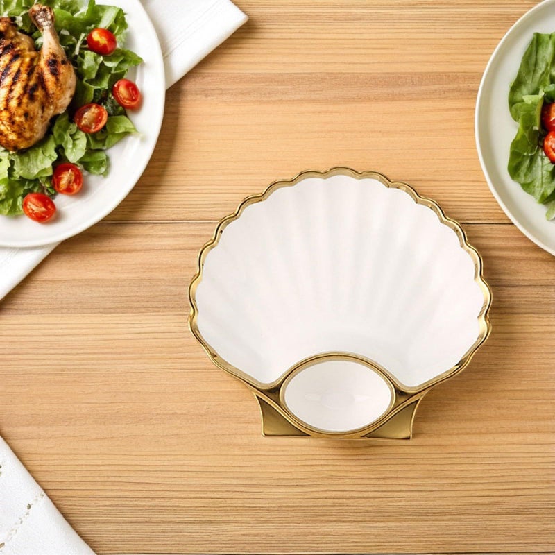 White Ceramic Dumpling Plate with Vinegar Bowl for Sushi Dipping - Image 5