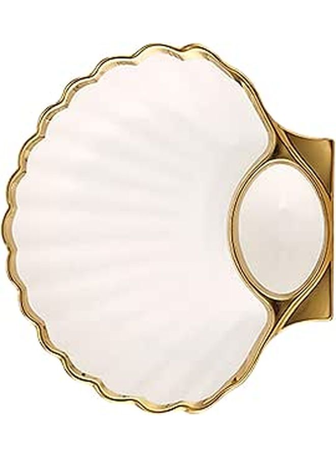 White Ceramic Dumpling Plate with Vinegar Bowl for Sushi Dipping - Image 1