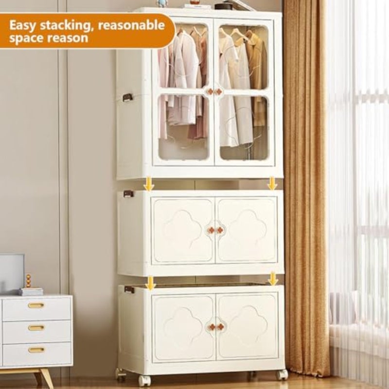 Folding Closet Wardrobe, 5 Layer Large Collapsible Storage Bin, Storage Bins Collapsible Clothes Cabinet for Hanging Clothes, Portable Clothing Storage Rack for Bedroom, Nursery, Cubby - Image 2