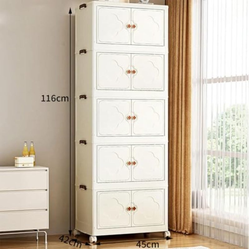 Folding Closet Wardrobe, 5 Layer Large Collapsible Storage Bin, Storage Bins Collapsible Clothes Cabinet for Hanging Clothes, Portable Clothing Storage Rack for Bedroom, Nursery, Cubby - Image 3