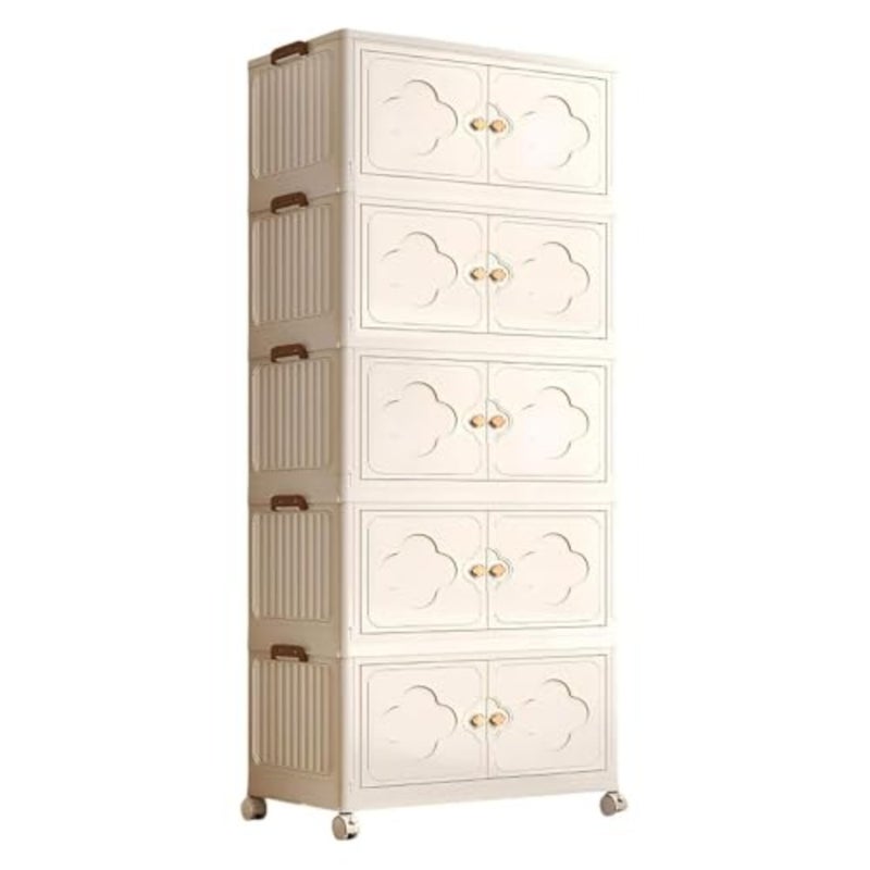Folding Closet Wardrobe, 5 Layer Large Collapsible Storage Bin, Storage Bins Collapsible Clothes Cabinet for Hanging Clothes, Portable Clothing Storage Rack for Bedroom, Nursery, Cubby - Image 1