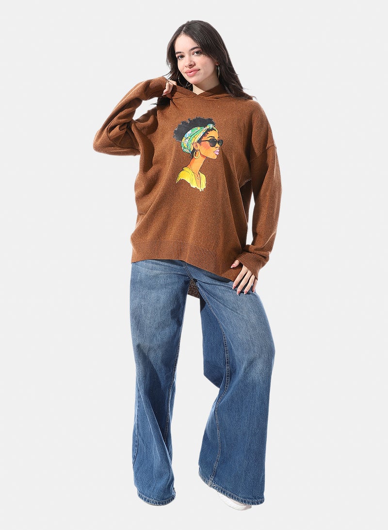 Andora Loose Fit Pullover With Chest Pattern - Image 5