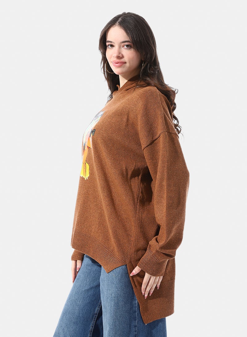 Andora Loose Fit Pullover With Chest Pattern - Image 2