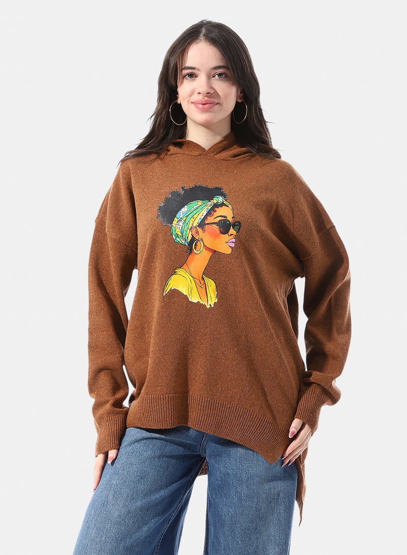 Andora Loose Fit Pullover With Chest Pattern - Image 1
