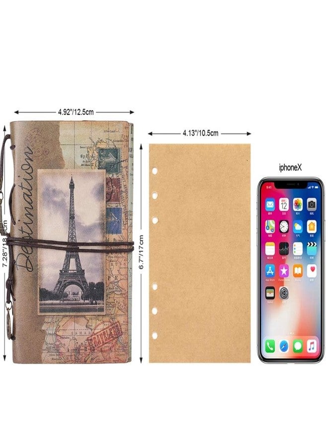 2heet Vintage Refillable Traveler Journal A6 - Premium PU Leather Travel Diary with 180 Blank Pages, Zipper Pocket & Card Slots - Sketchbook, Memory Travel Notebook & Planner Gift - Image 3