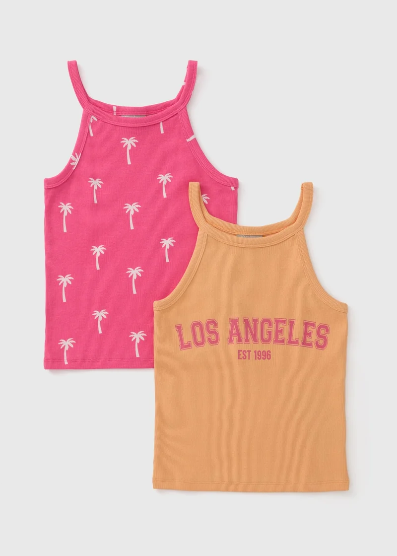 Matalan 2 Pack Girls Pink Holiday Vests