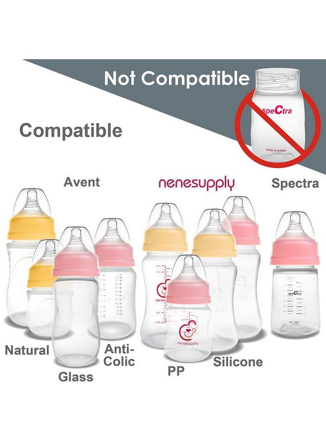 NENESUPPLY Nenesupply 4 Sets of Nipple Ring and Cap Compatible with Nenesupply Baby Bottle Silicone Bottle Avent Bottle Nipple Collar Anti Colic Level 2 for 1+ Month Infant Slow Flow for Newborn Babies - Image 2
