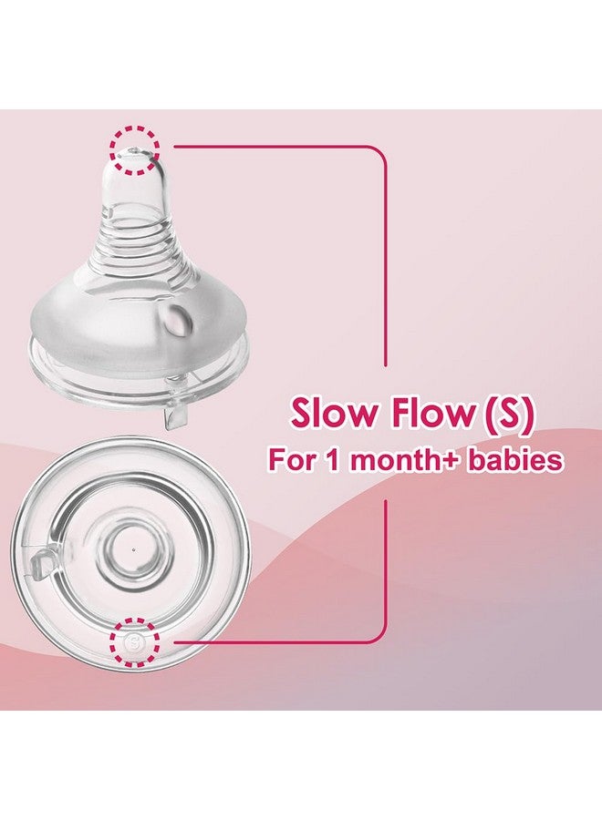 NENESUPPLY Nenesupply 4 Sets of Nipple Ring and Cap Compatible with Nenesupply Baby Bottle Silicone Bottle Avent Bottle Nipple Collar Anti Colic Level 2 for 1+ Month Infant Slow Flow for Newborn Babies - Image 1