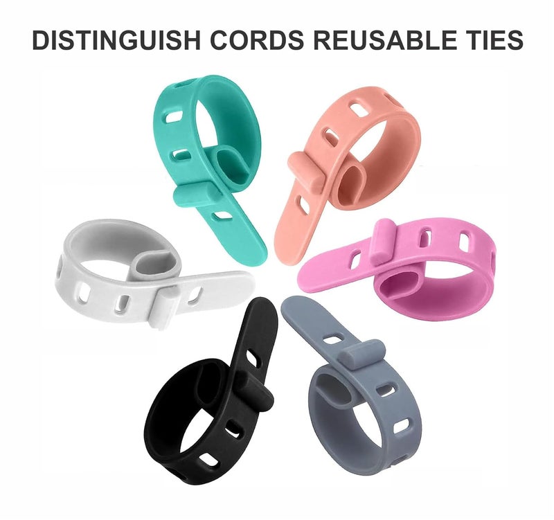 Feora9X Feora Adjustable Cord Organizer Cable Management Cable Ties Wire Organizer Cord Straps Reusable for Home Office USB Desk Electronics Accesories Organizer - Pieces (20) - Image 2