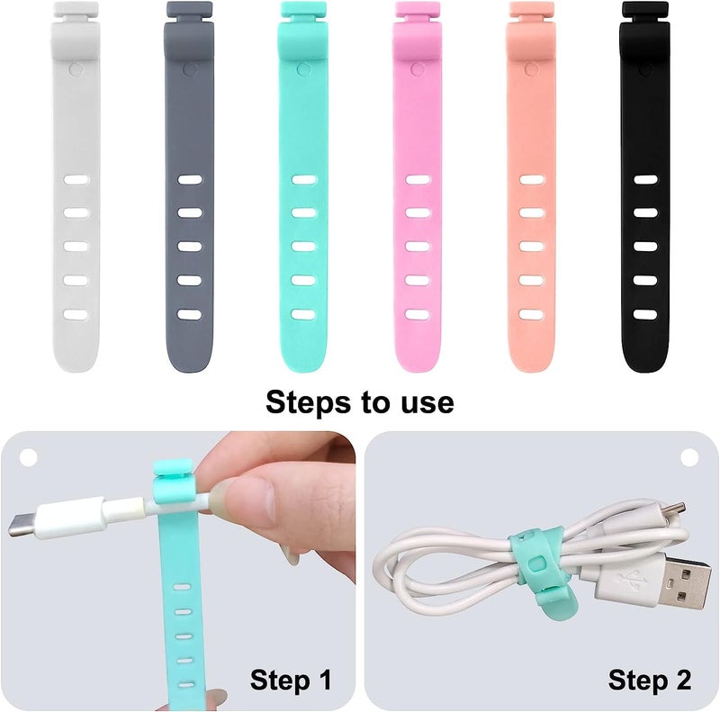 Feora9X Feora Adjustable Cord Organizer Cable Management Cable Ties Wire Organizer Cord Straps Reusable for Home Office USB Desk Electronics Accesories Organizer - Pieces (20) - Image 3