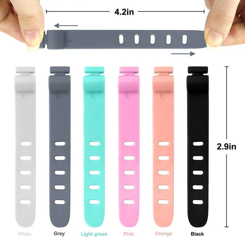 Feora9X Feora Adjustable Cord Organizer Cable Management Cable Ties Wire Organizer Cord Straps Reusable for Home Office USB Desk Electronics Accesories Organizer - Pieces (20) - Image 4