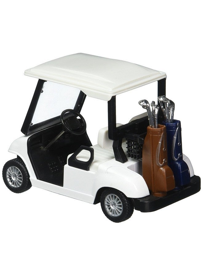 KinsFun White No Decal Golf Cart 4½" Die Cast Metal Model Pullback Action Toy Car - Image 2