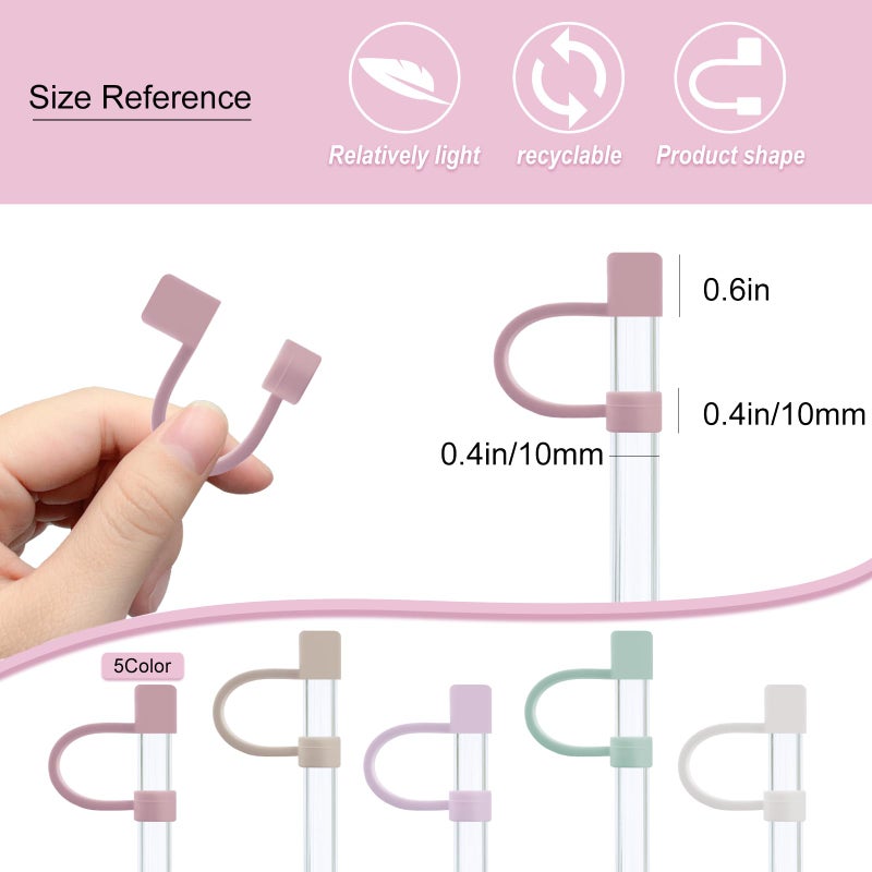 Velaco 5Pcs 0.4in/10mm Diameter Silicone Straw Covers Cap Compatible with Stanley 20 30&40 Oz Cup, Straw Toppers for Stanley 40 Oz Tumbler with Handle, Dust-Proof Straw Caps for Water Bottle - Image 5