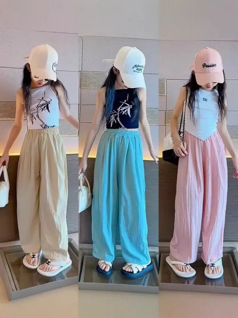 Girls' Summer Pants Thin Children'S Anti-Mosquito Pants Girls' Trousers Big Children'S Summer Wide-Leg Yamamoto Pants - Image 2