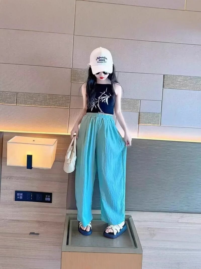 Girls' Summer Pants Thin Children'S Anti-Mosquito Pants Girls' Trousers Big Children'S Summer Wide-Leg Yamamoto Pants - Image 3