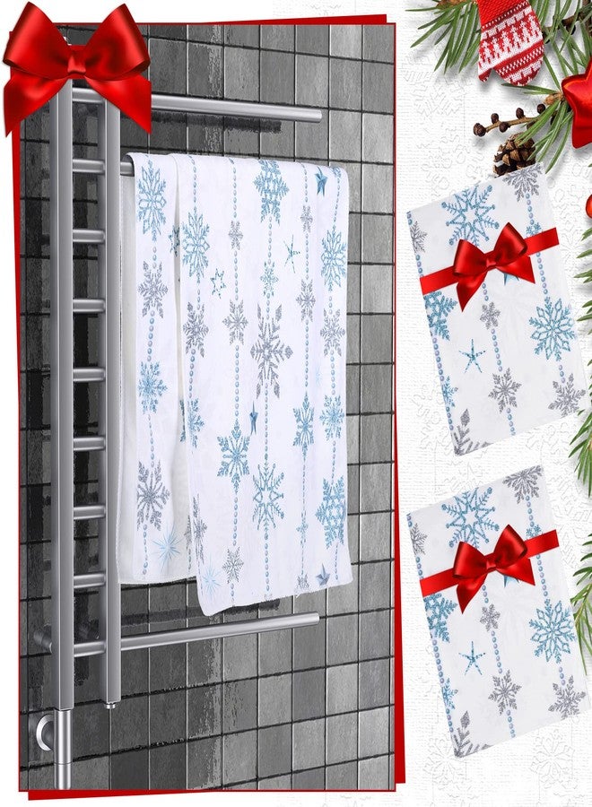 Funtery 3 Pcs Winter Snowflake Hand Towels Snow Hand Bath Towel Absorbent Soft Hanging Towels Christmas Washcloths Kitchen Dish Towels for Bathroom Holiday Decor,14 x 28 Inches - Image 5