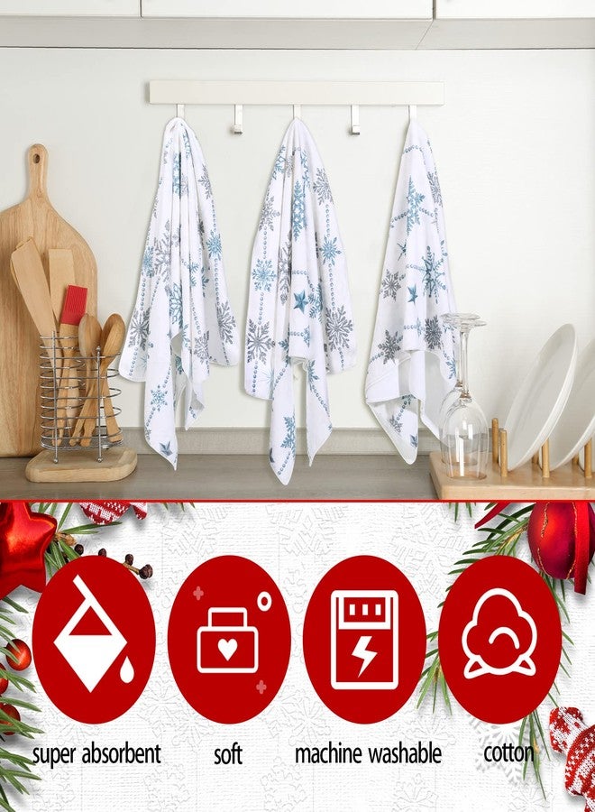 Funtery 3 Pcs Winter Snowflake Hand Towels Snow Hand Bath Towel Absorbent Soft Hanging Towels Christmas Washcloths Kitchen Dish Towels for Bathroom Holiday Decor,14 x 28 Inches - Image 3