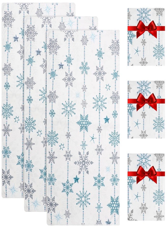 Funtery 3 Pcs Winter Snowflake Hand Towels Snow Hand Bath Towel Absorbent Soft Hanging Towels Christmas Washcloths Kitchen Dish Towels for Bathroom Holiday Decor,14 x 28 Inches - Image 1