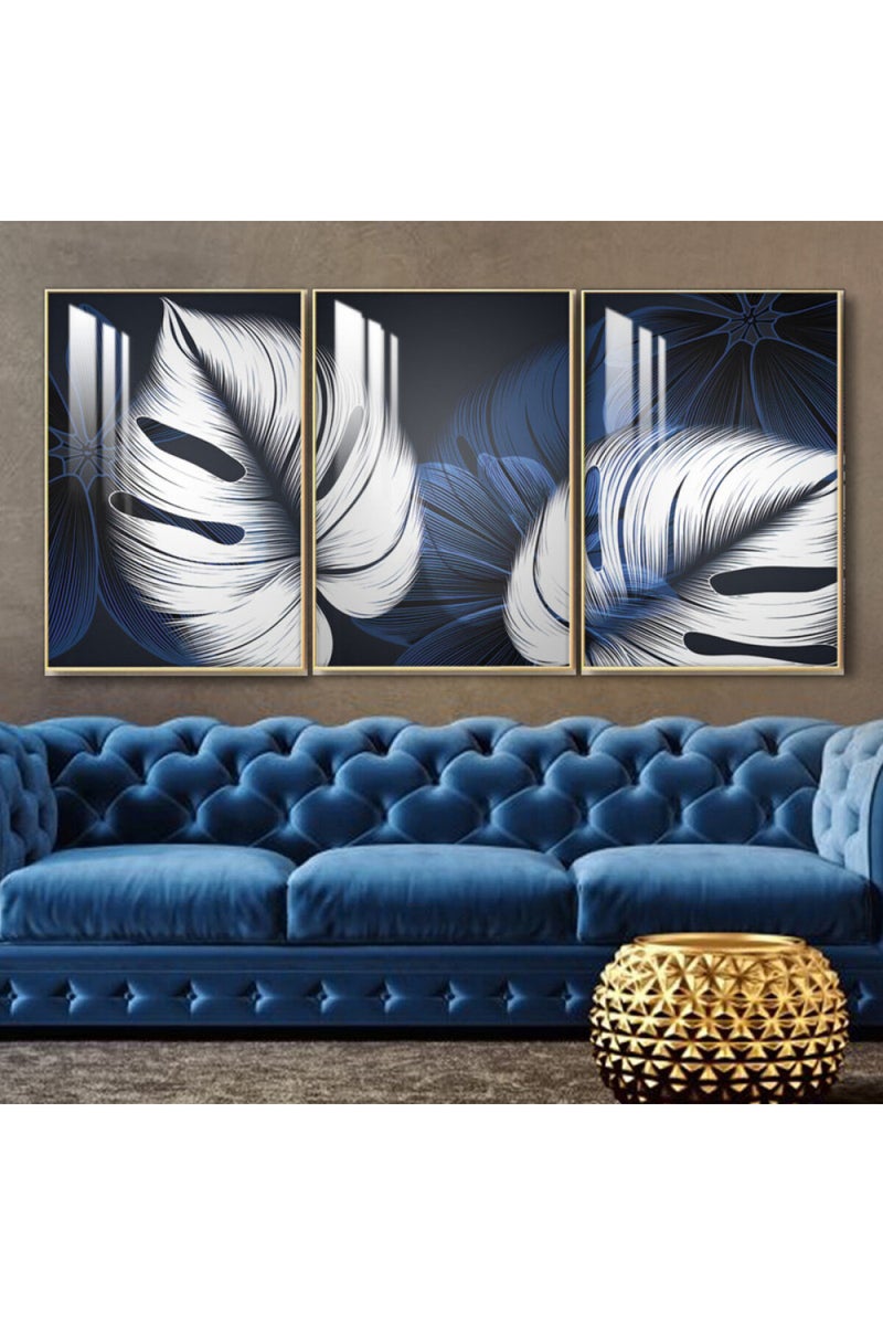 Marktna Three wooden wall painting with a frame and a clear acrylic layer - Image 1