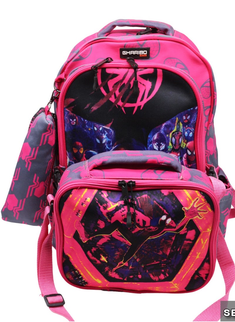 Gharibo Bags School backpack with lunch bag Size 17 model 32 SpiderMan1  - Image 2