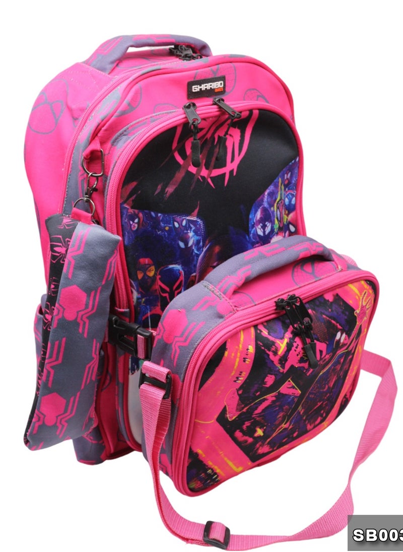 Gharibo Bags School backpack with lunch bag Size 17 model 32 SpiderMan1  - Image 3
