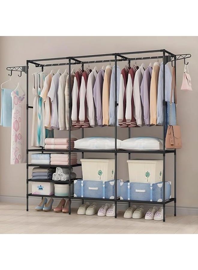 rayze Multi layer clothing rack storage rack with 2 hangers, multifunctional clothing wardrobe and shoe storage and organizing rack, independent wrought iron hat rack (36D x 160W x 173H) - Image 5