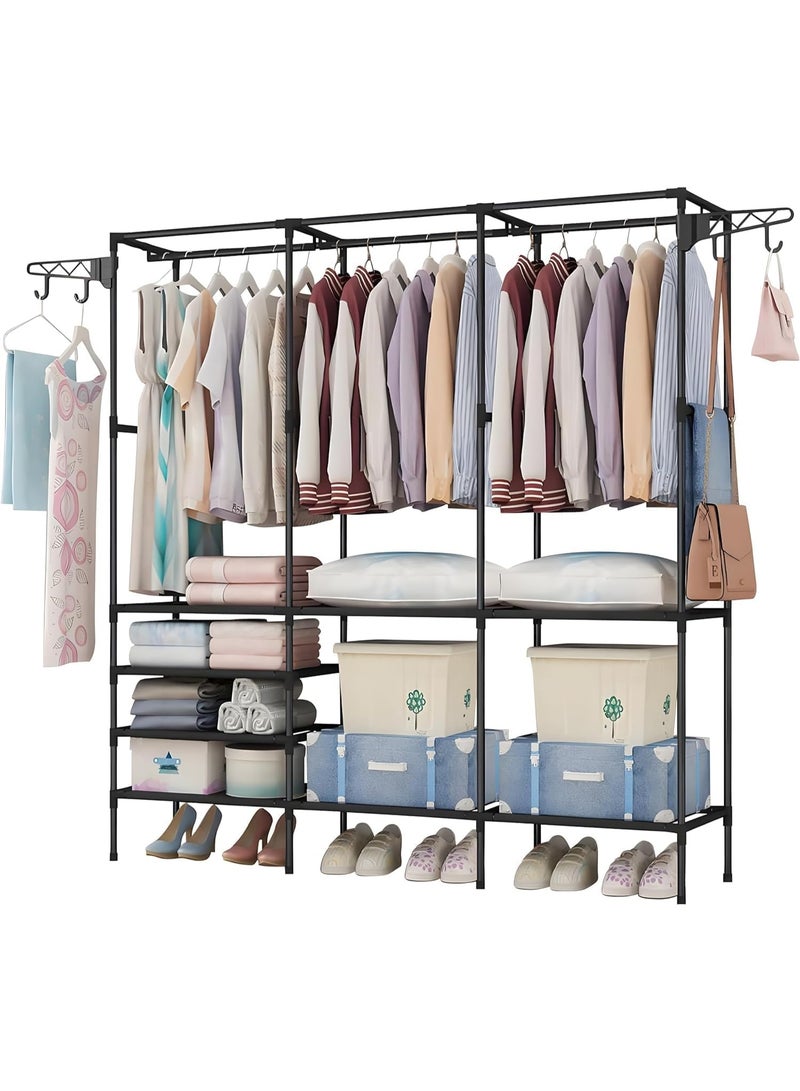 rayze Multi layer clothing rack storage rack with 2 hangers, multifunctional clothing wardrobe and shoe storage and organizing rack, independent wrought iron hat rack (36D x 160W x 173H) - Image 1