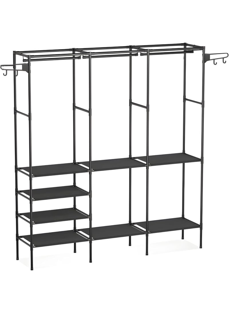 rayze Multi layer clothing rack storage rack with 2 hangers, multifunctional clothing wardrobe and shoe storage and organizing rack, independent wrought iron hat rack (36D x 160W x 173H) - Image 4