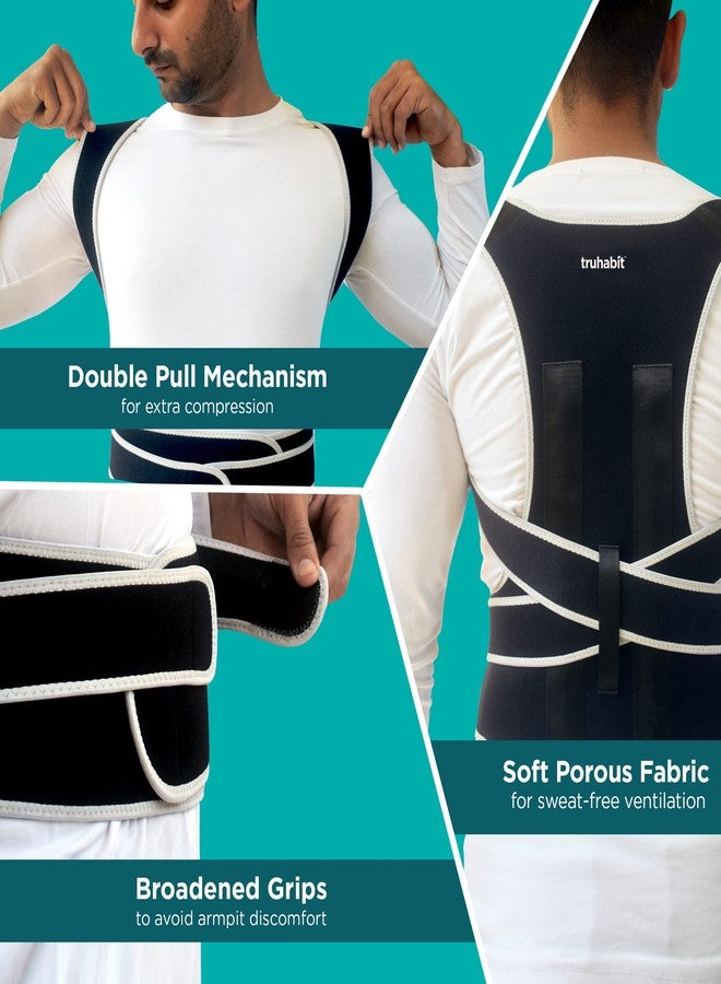 TruHabit Posture Corrector for Men (Small) Back Brace Back Support Belt Back Pain Belt for Pain relief & Hump Prevention, Adjustable Shoulder Support, Back Belt for Back Pain & Shoulder Belt for Men - Image 2