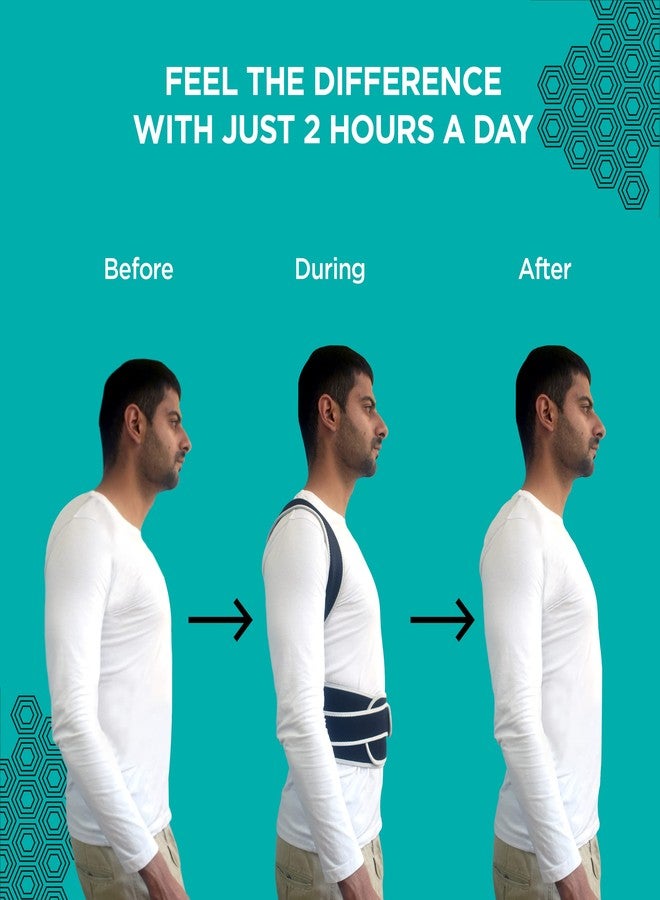 TruHabit Posture Corrector for Men (Small) Back Brace Back Support Belt Back Pain Belt for Pain relief & Hump Prevention, Adjustable Shoulder Support, Back Belt for Back Pain & Shoulder Belt for Men - Image 3