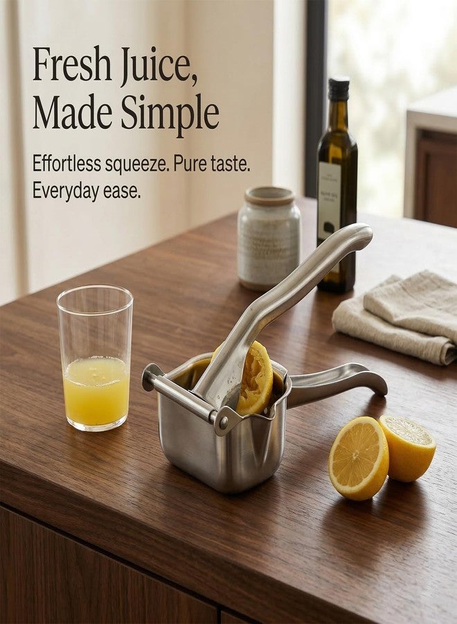 RWIXR Hand Juicer Squeezer, Heavy Duty Stainless Steel Manual Citrus Juicer Press, for Lime Orange Grapefruit Tangerine, Easy Clean & Dishwasher Safe - Image 2