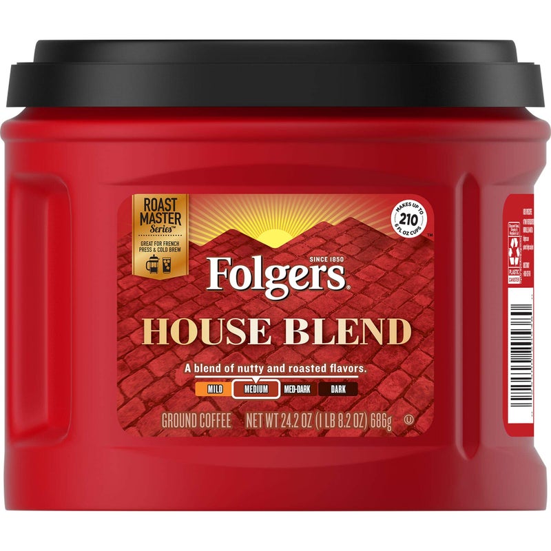 Folgers House Blend Medium Roast Ground Coffee, 24.2 Ounces - Image 1