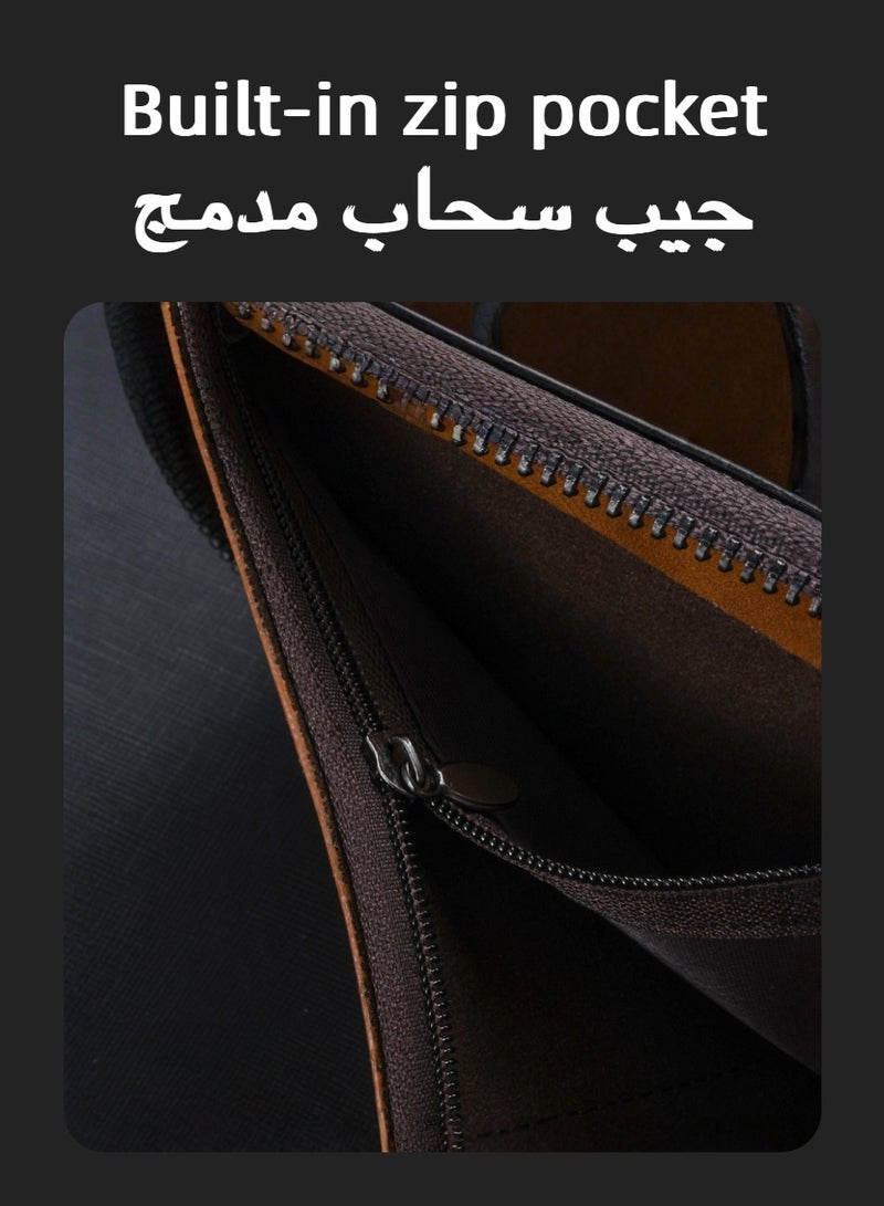Men's Leather Bi-Fold Wallet, Buckle Zipper Around Short Wallet, Multi Slot Credit Card Holder for Daily Carry, Commute, Business, Gift - Image 5