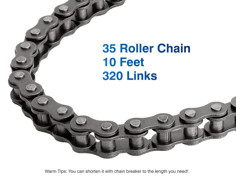 Belleone #35 Roller Chain 10 Feet -320 Links #35 Chain with Chain Breaker & 5 Connecting Links for Go Karts, Motorcycles, Mini Bikes, Bycicles, Other Home and Industrial Machinery - Image 2