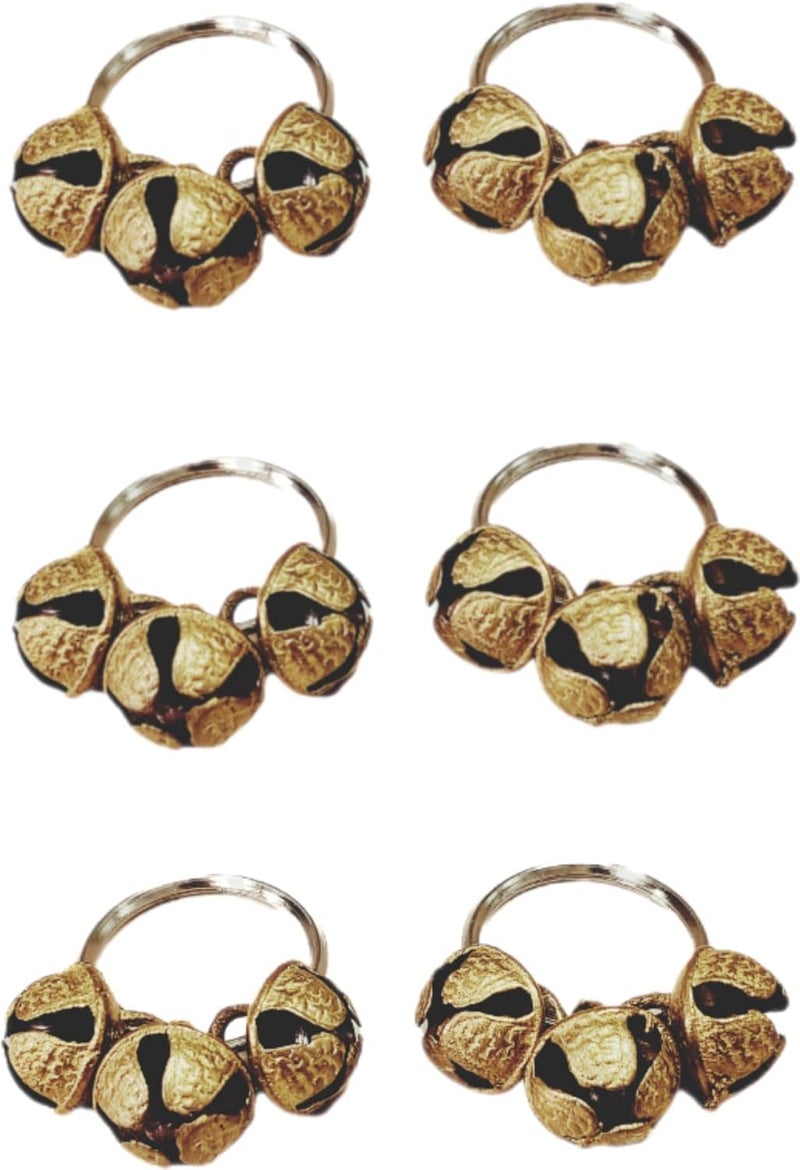 kunya Finger Ring Clapping Ghungroo Golden Silver Kadi Anguthi Brass Small Bells finger cymbals for Bhajan Lord Goddess God Ganesh Ganapati Pooja Aarti (10) - Image 2