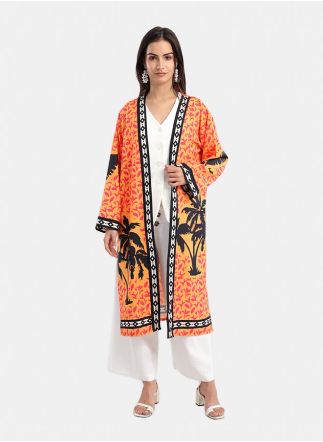 Carina Colorful Palm Printed Kimono  - Image 1