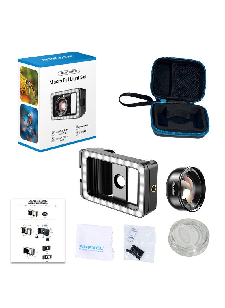 APEXEL New Upgraded 4k HD 100mm macro lens With LED Fill Light Universal Clamp Micro Lenses for Samsung all smartphones  - Image 5