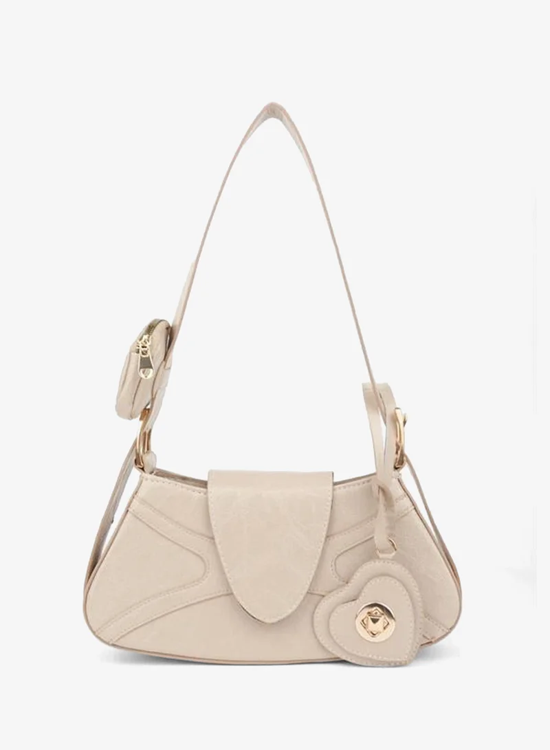 Women's Lotus Vizon Baguette Wallet Design Faux Leather Snap Closure Hand and Shoulder Bag.